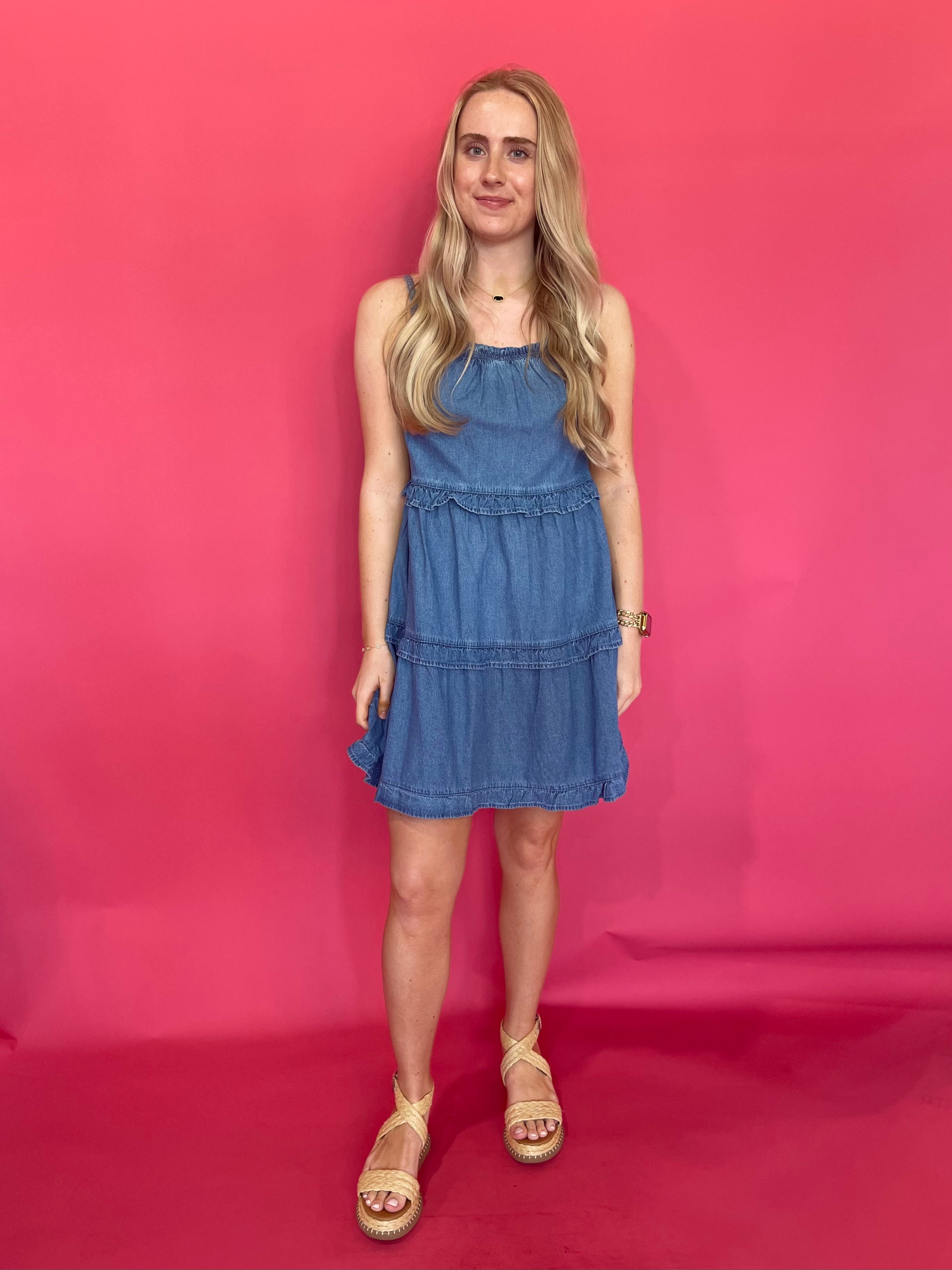 Denim Darling Ruffle Mini Dress - Shabby 2 Chic Boutiques