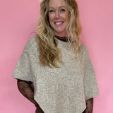 Diamond Cable Knit Poncho Sweater