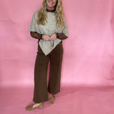 Diamond Cable Knit Poncho Sweater