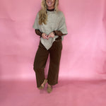 Diamond Cable Knit Poncho Sweater