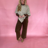 Diamond Cable Knit Poncho Sweater