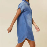 Dolman Short Sleeve Tencel Denim Mini Dress