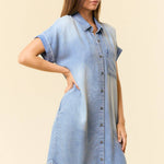 Dolman Short Sleeve Tencel Denim Mini Dress