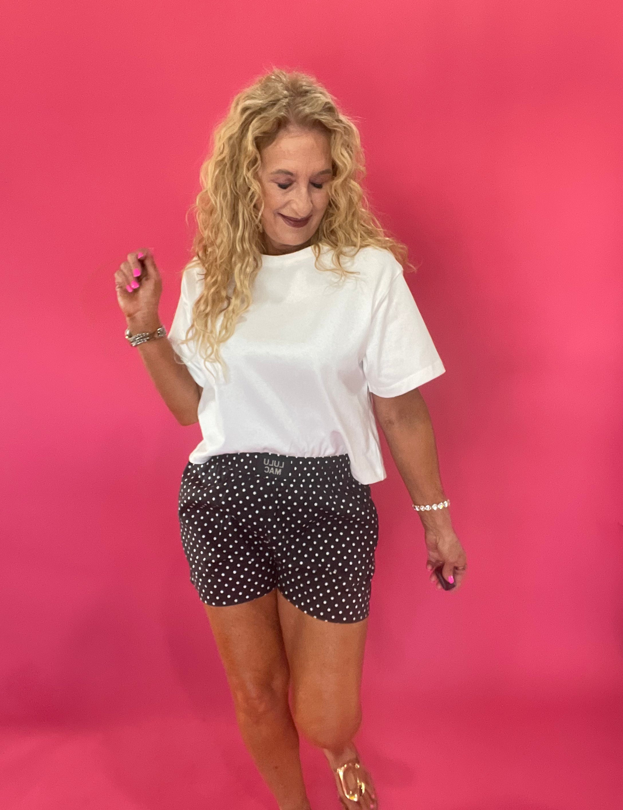 Dot Your Boxers Lounge Shorts in Black Polka Dot