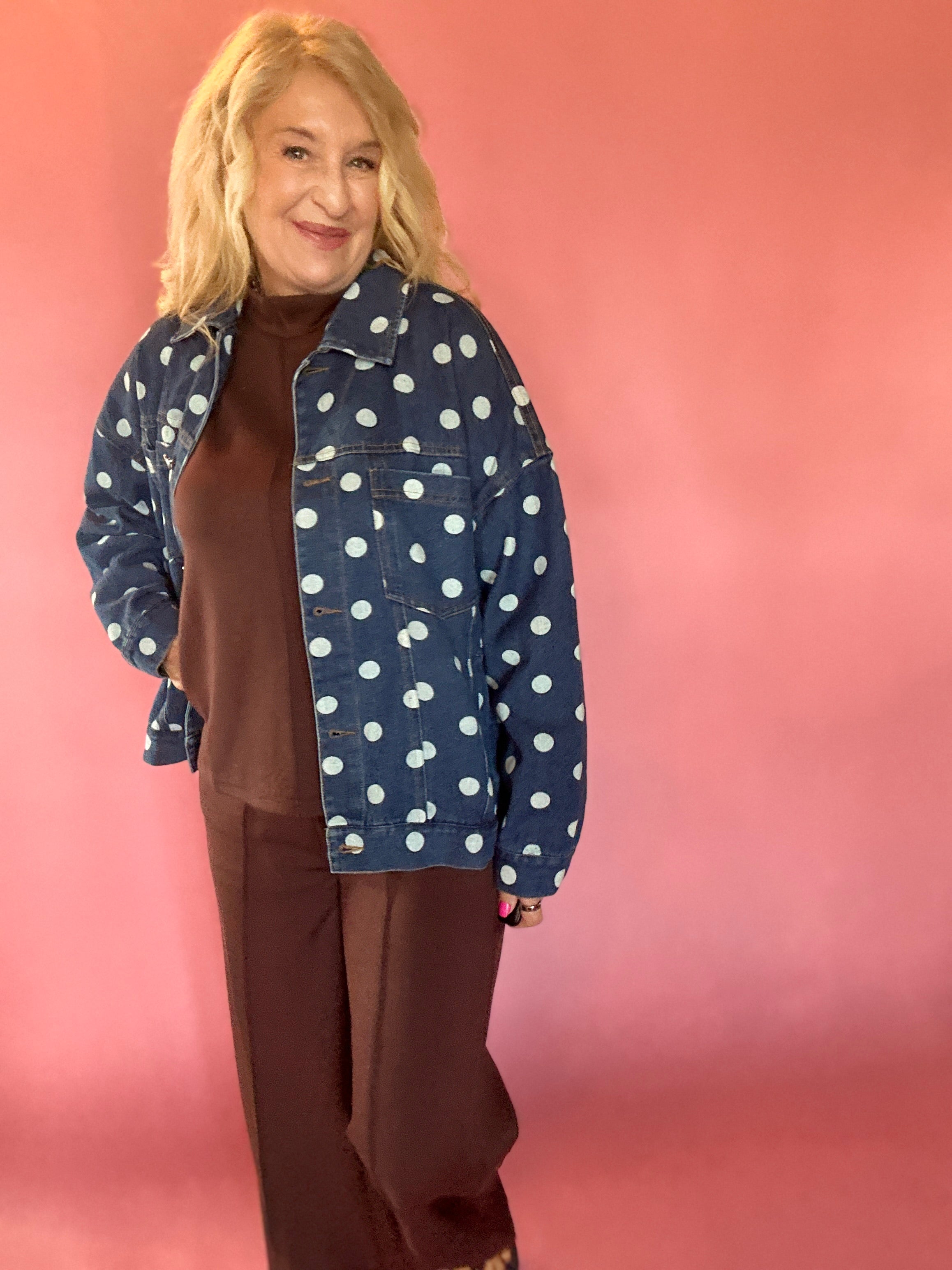 Dot's a Keeper Denim Jacket in Dark Denim