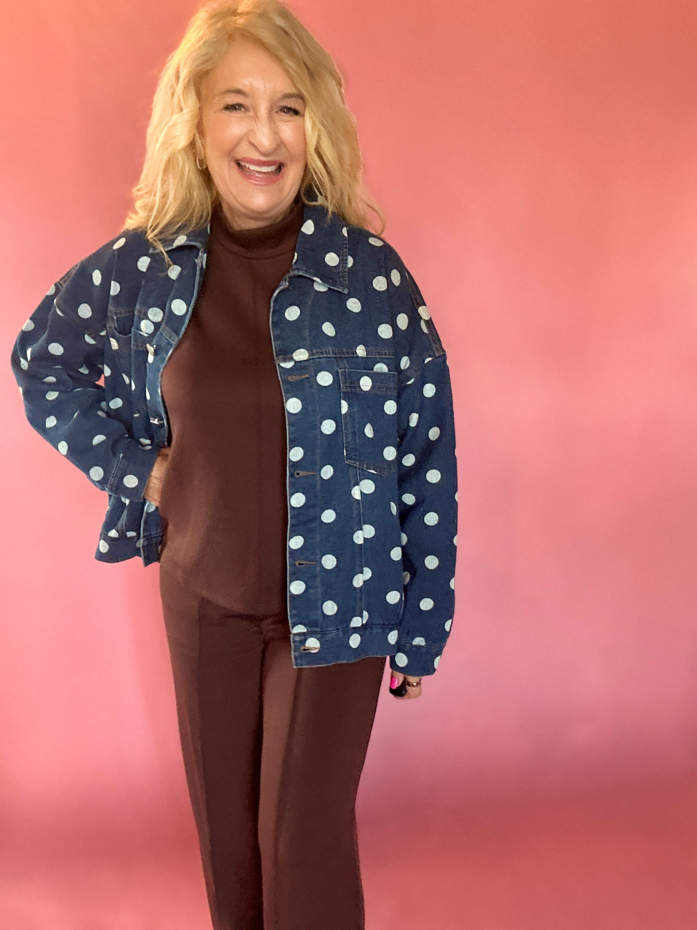Dot's a Keeper Denim Jacket in Dark Denim