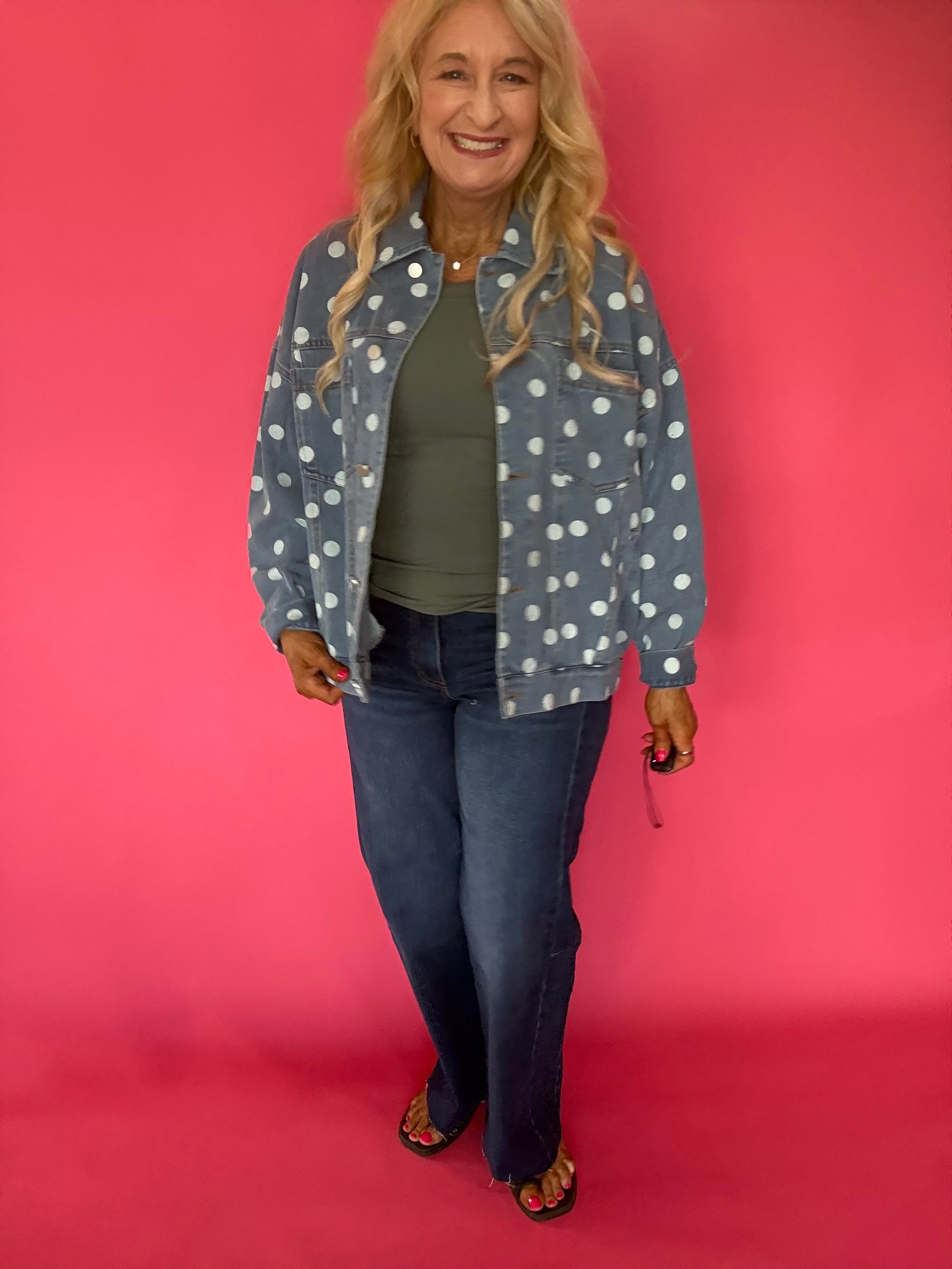 Dot's a Keeper Denim Jacket in Light Denim