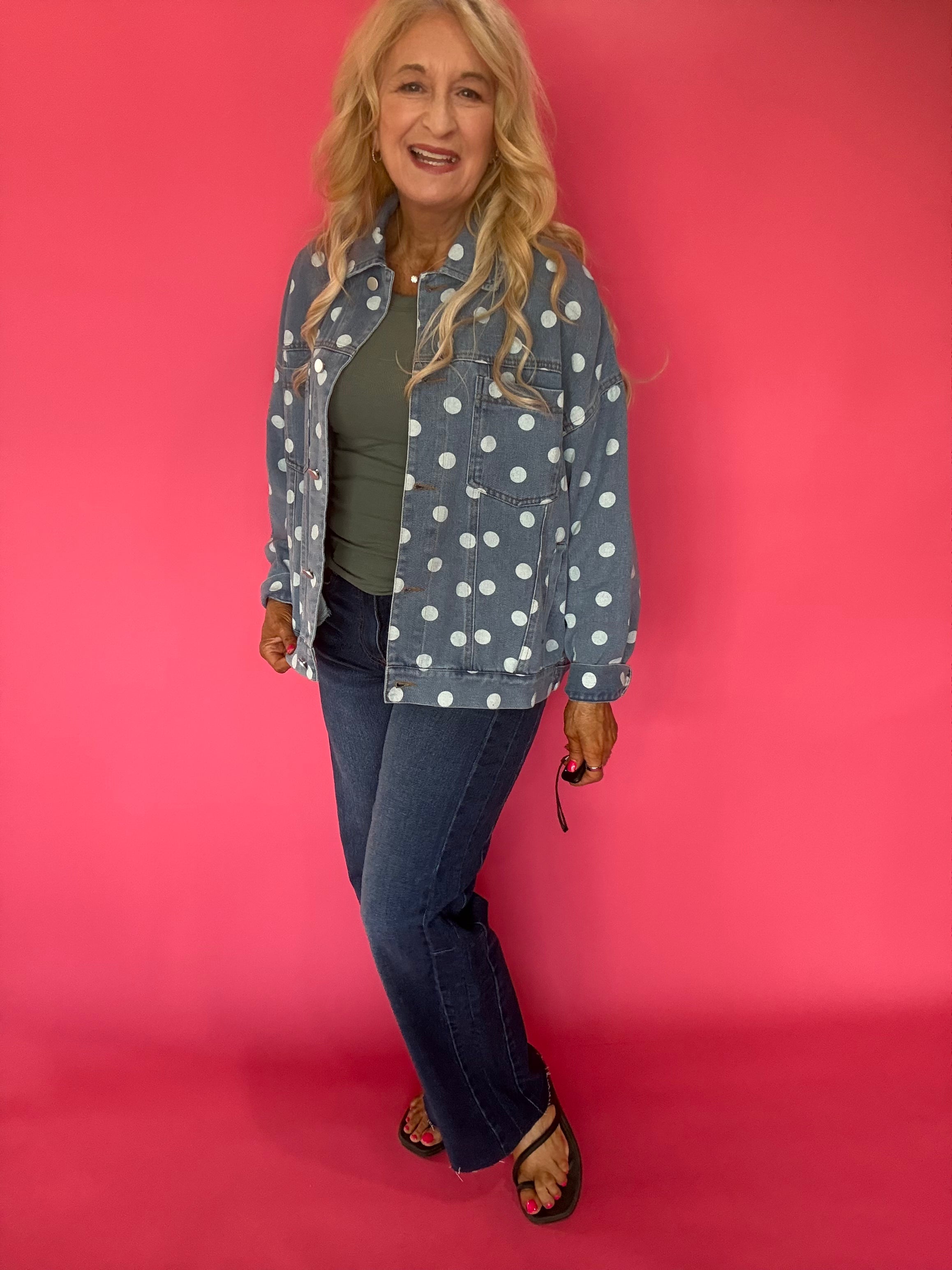 Dot's a Keeper Denim Jacket in Light Denim