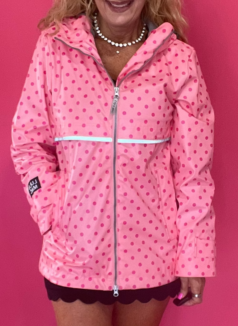 Dot's the Forecast Rain Jacket in Pink
