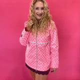 Dot's the Forecast Rain Jacket in Pink