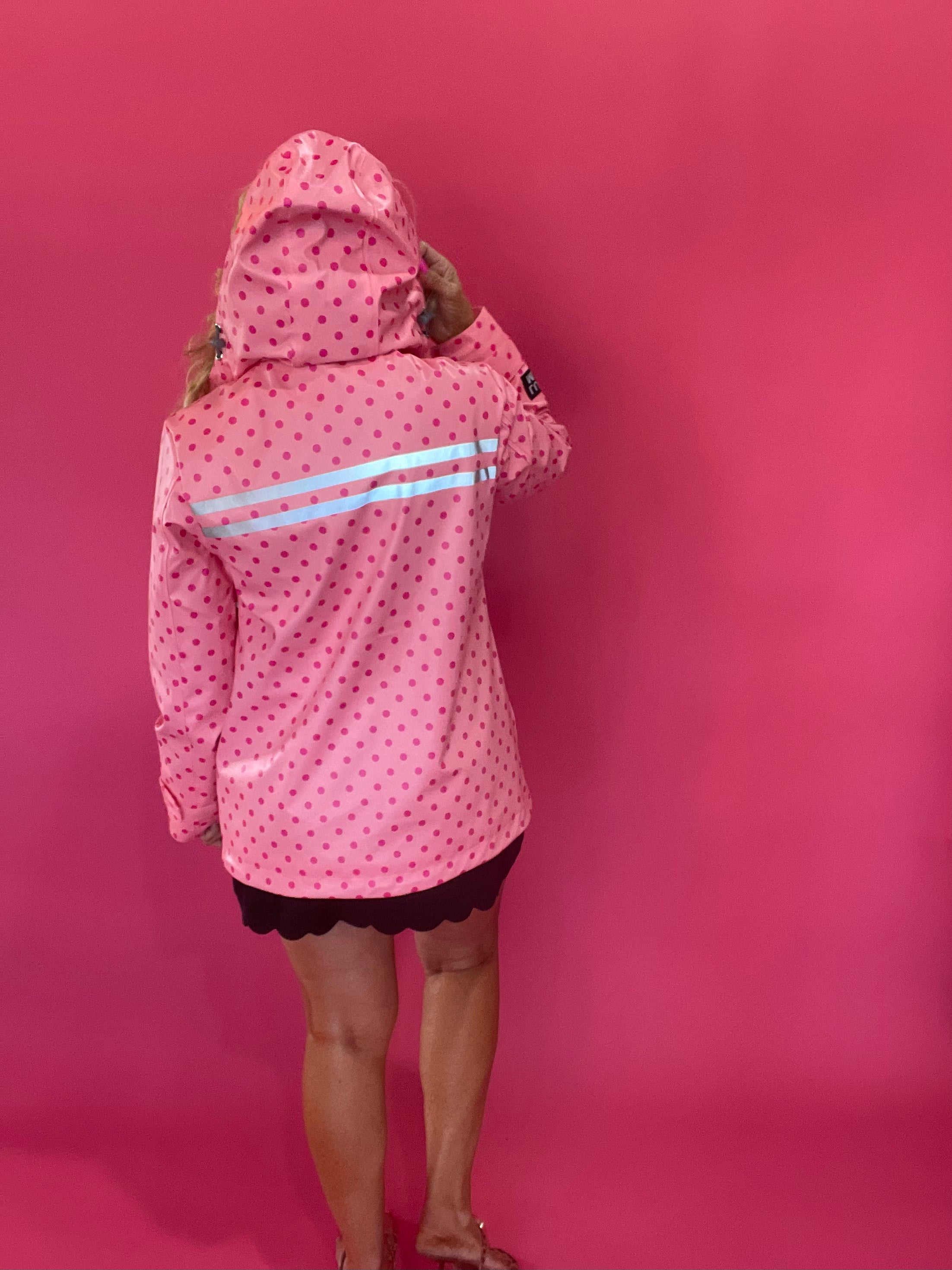 Dot's the Forecast Rain Jacket in Pink