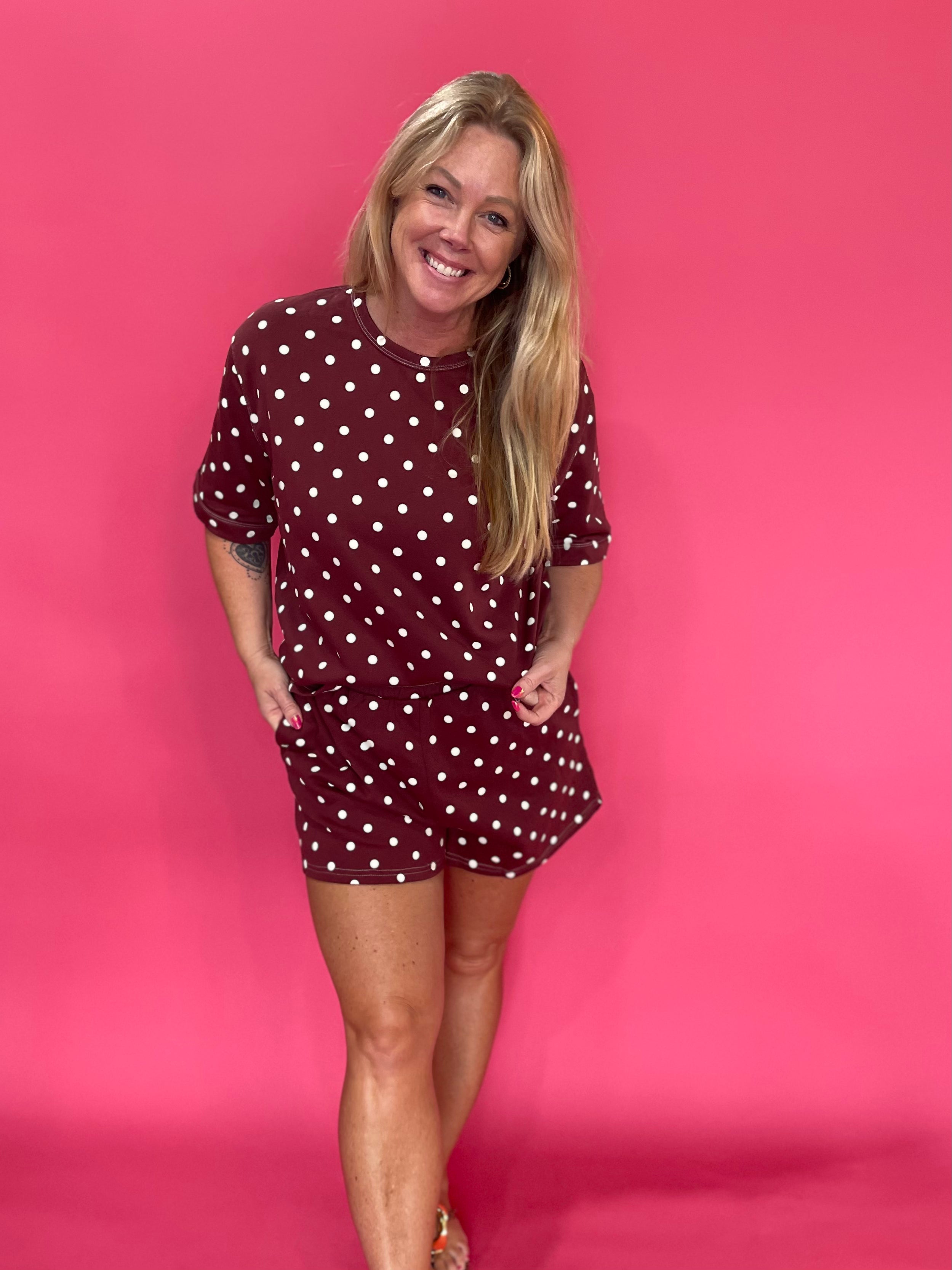 Dot's the One Knit Top & Shorts Set