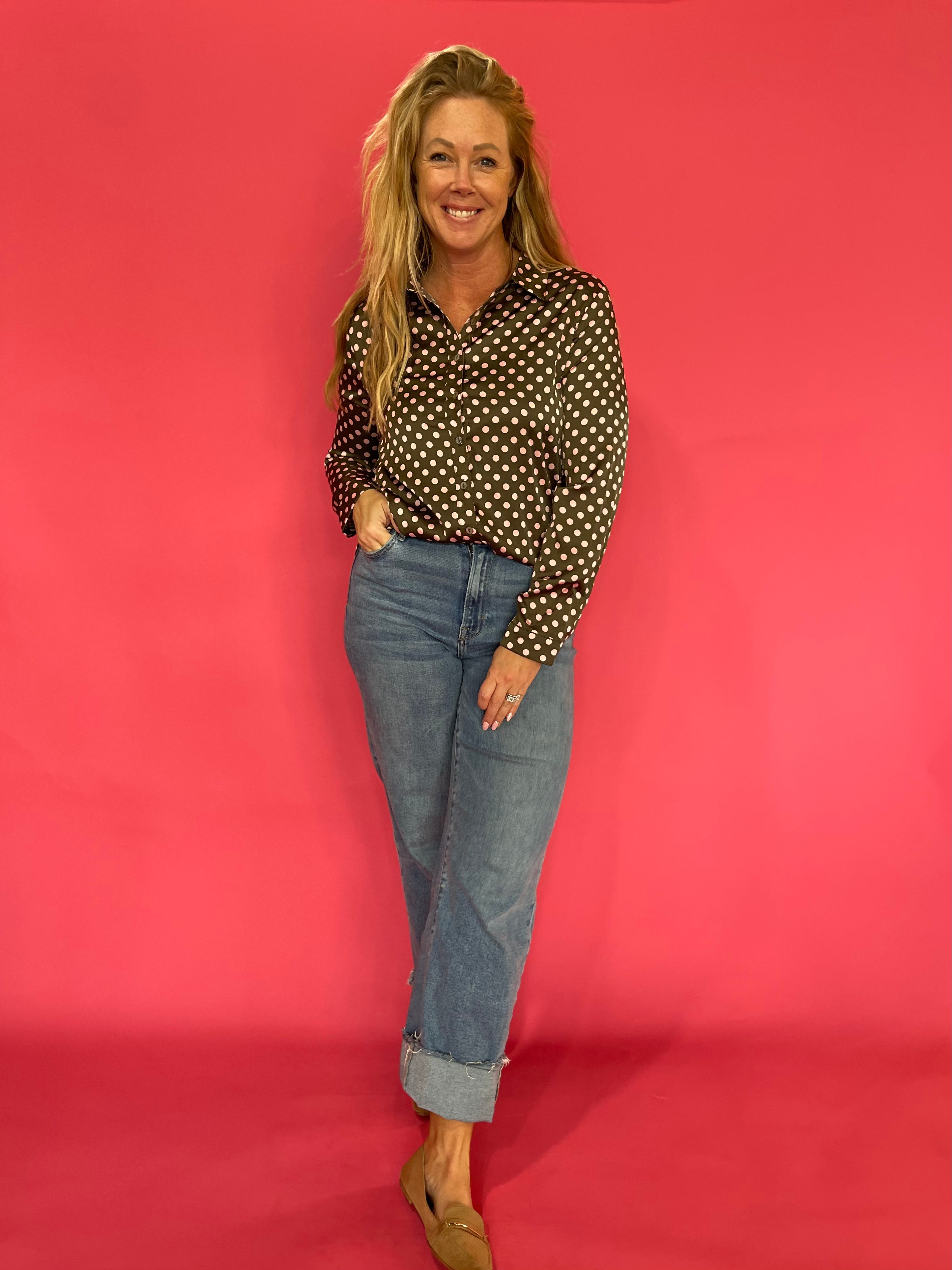 Dot the Line Satin Shirt