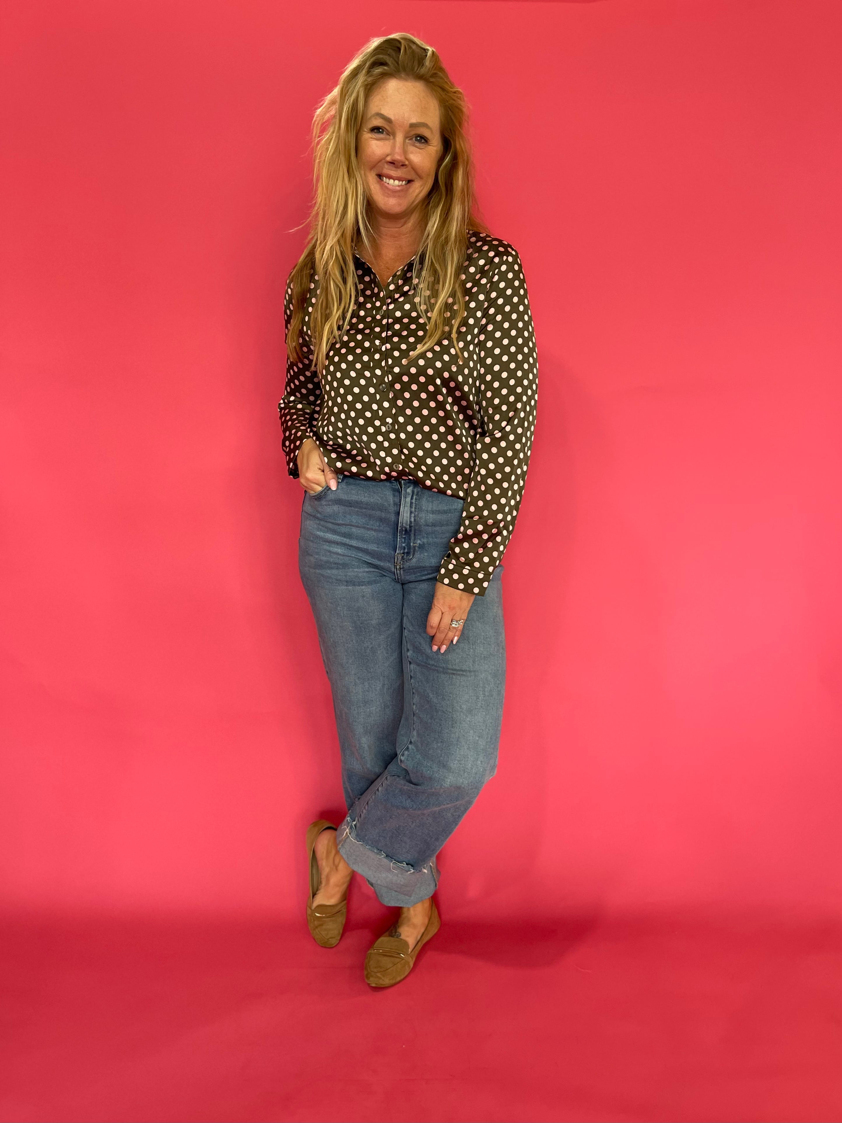 Dot the Line Satin Shirt
