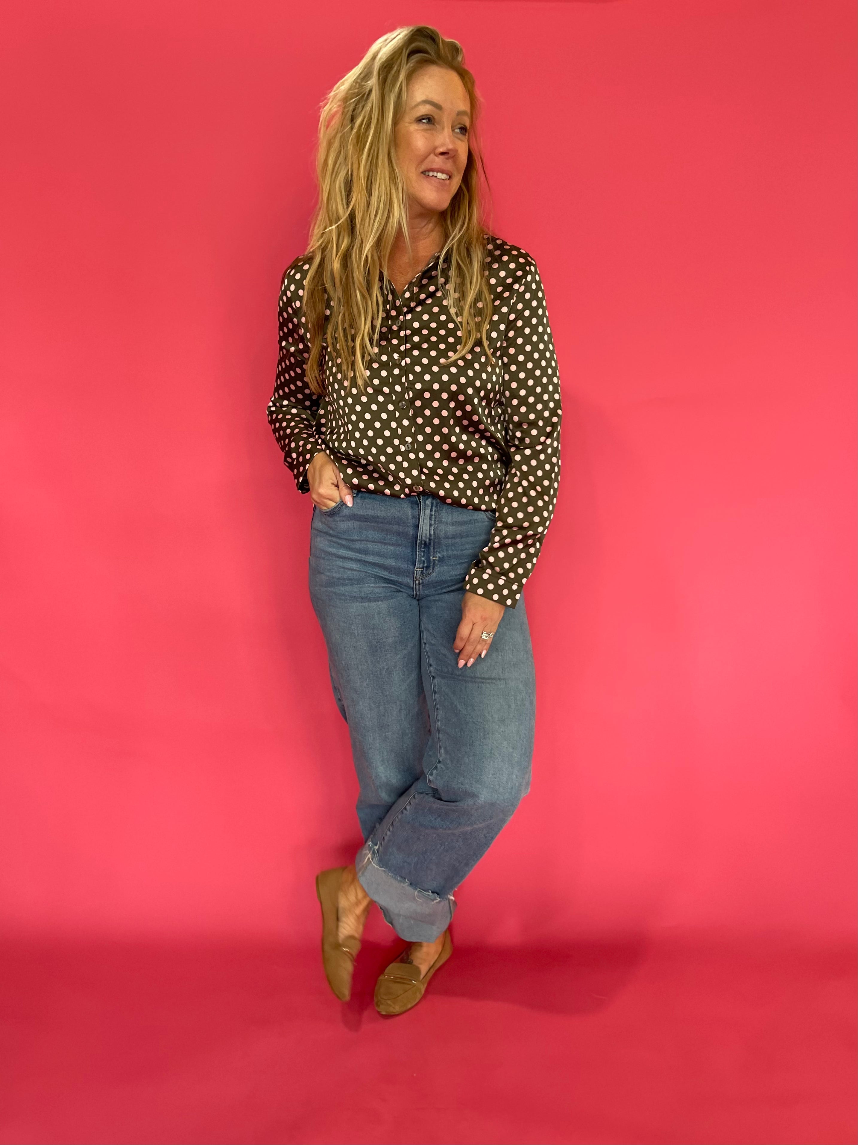 Dot the Line Satin Shirt