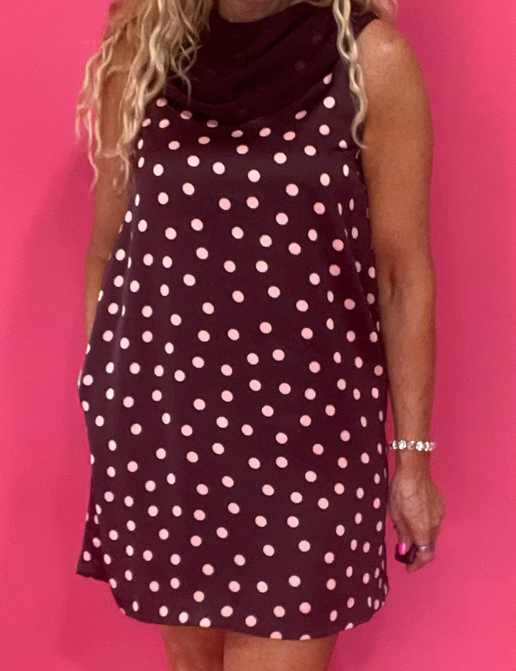 Dot to Dot Scarf Dress in Burgundy