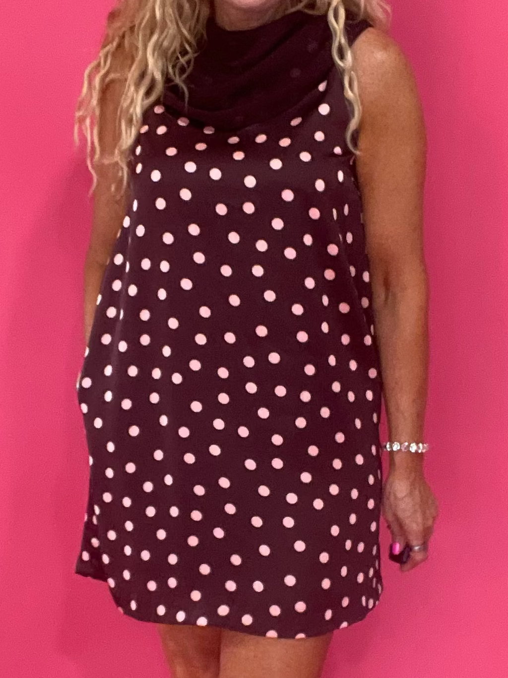 Dot to Dot Scarf Dress in Burgundy