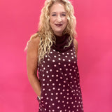 Dot to Dot Scarf Dress in Burgundy