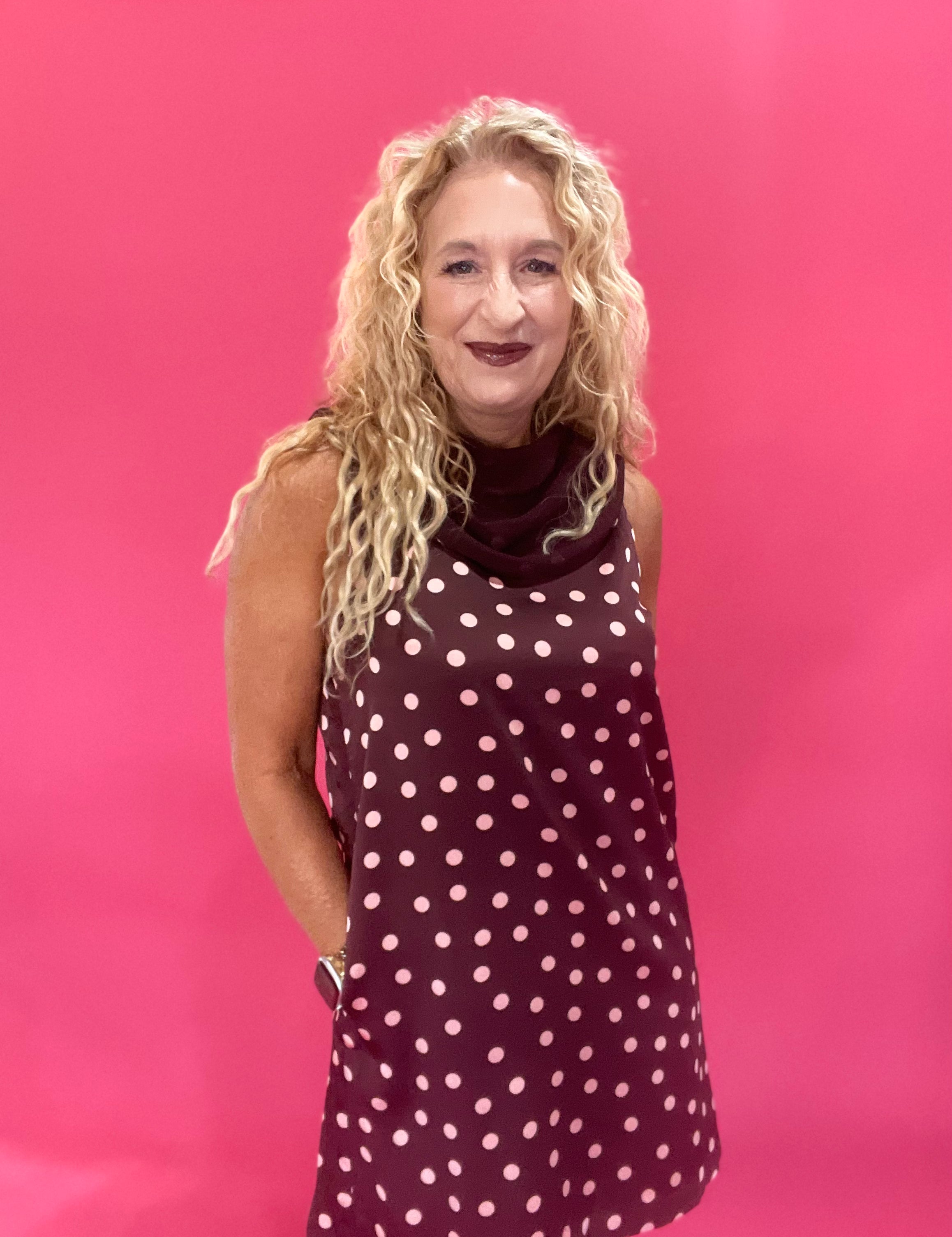 Dot to Dot Scarf Dress in Burgundy
