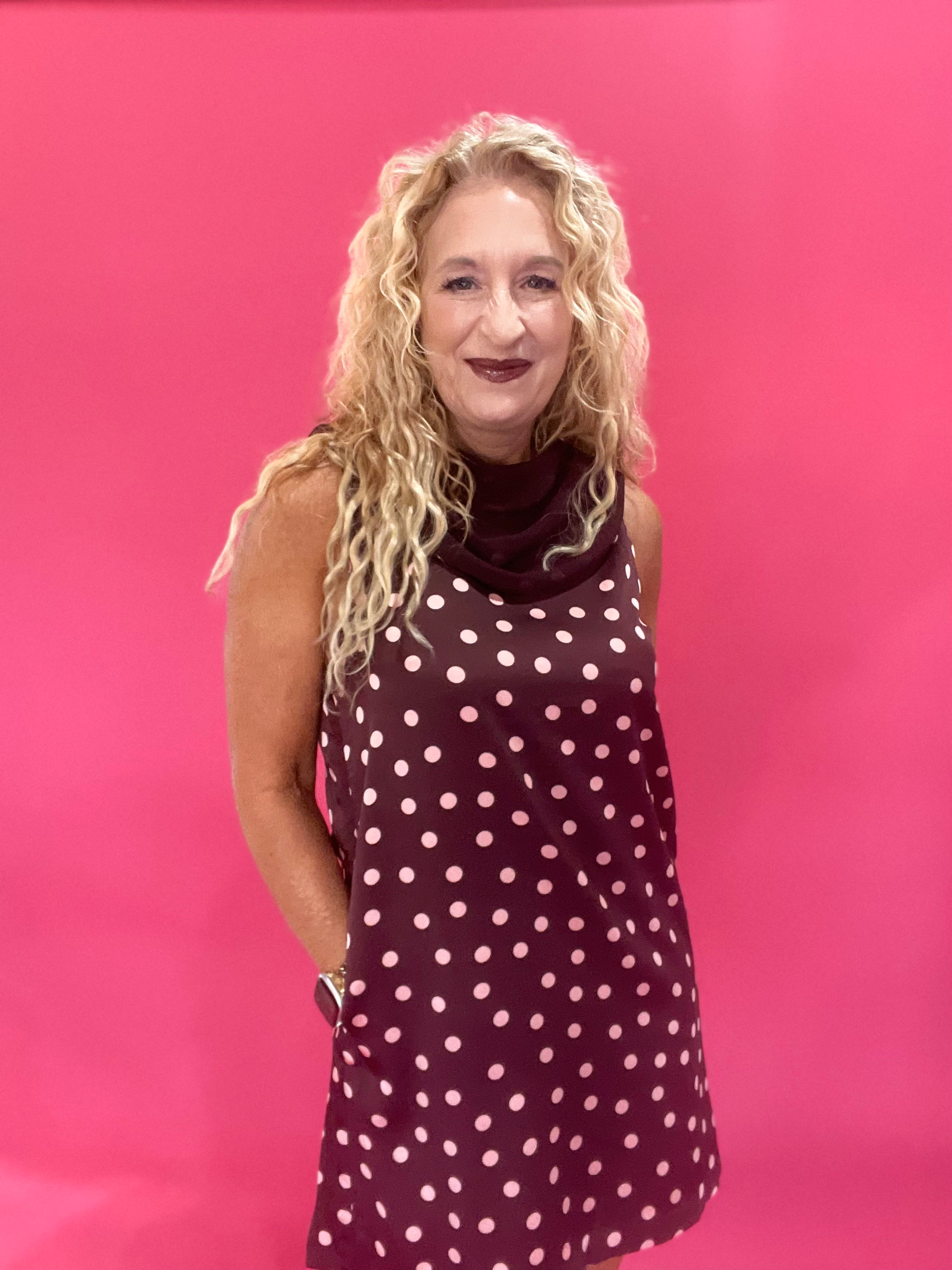 Dot to Dot Scarf Dress in Burgundy