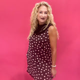 Dot to Dot Scarf Dress in Burgundy