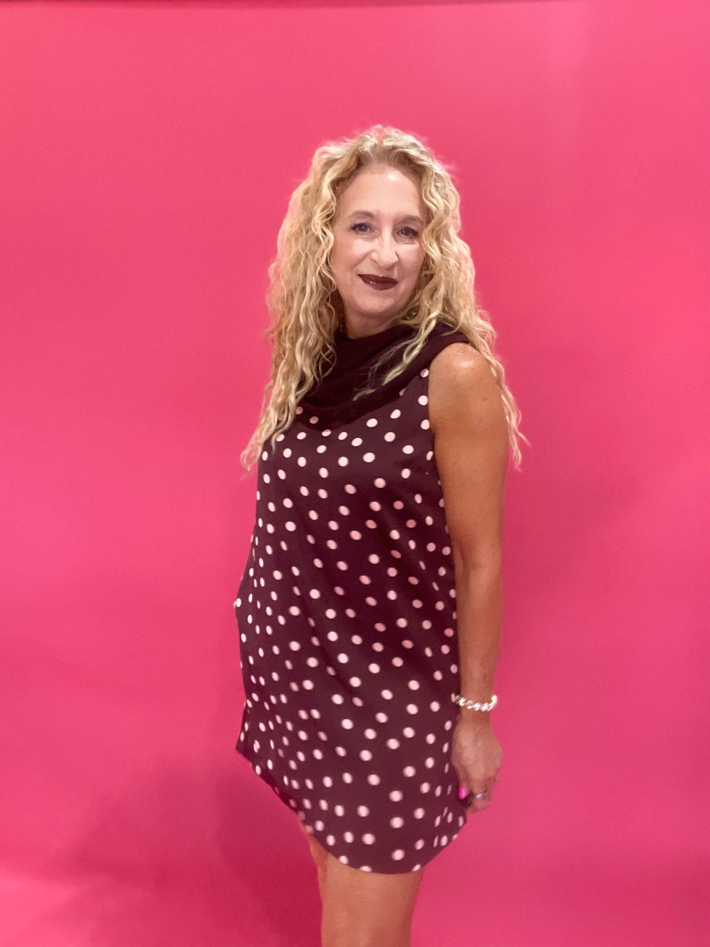 Dot to Dot Scarf Dress in Burgundy