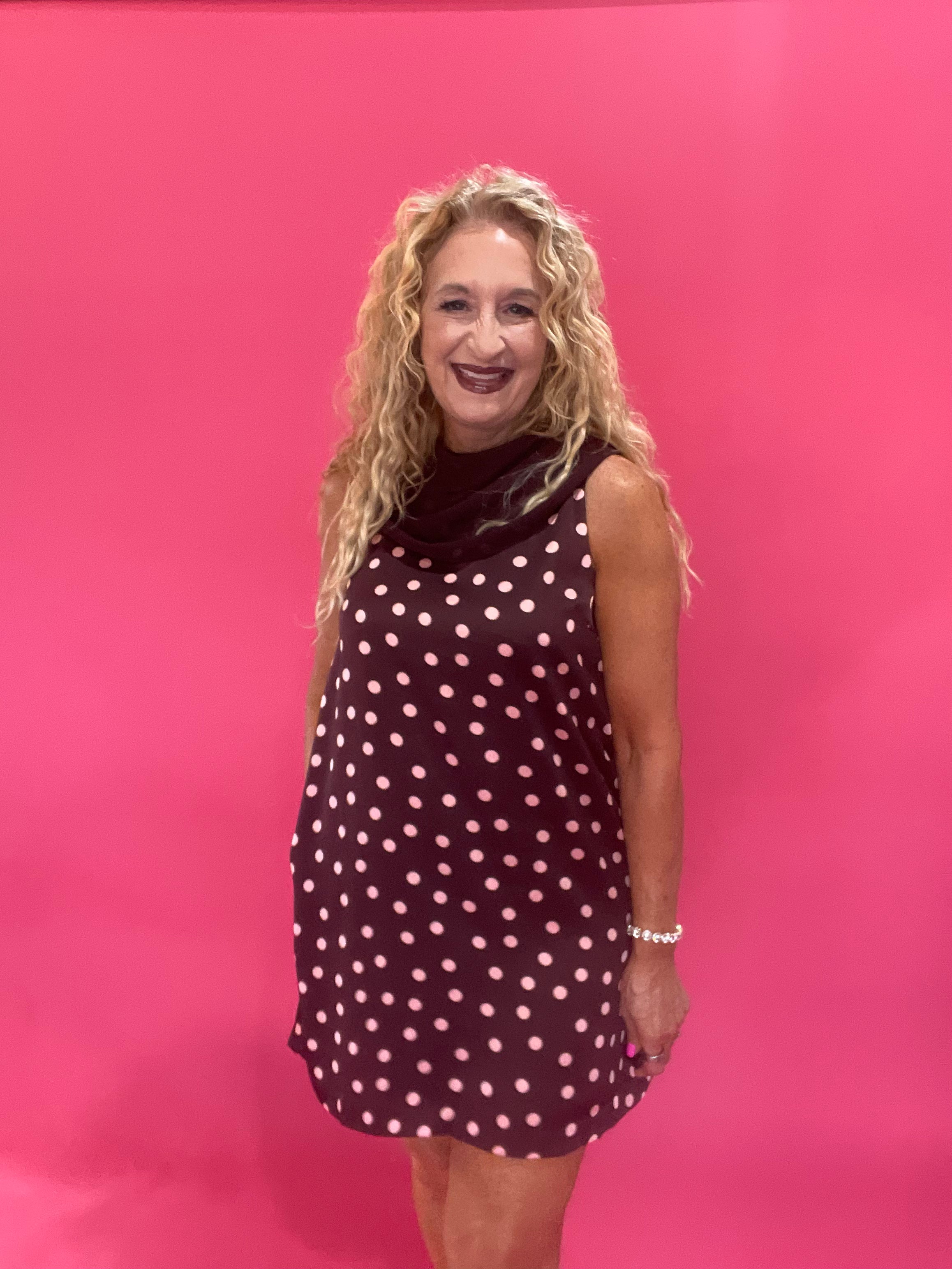 Dot to Dot Scarf Dress in Burgundy
