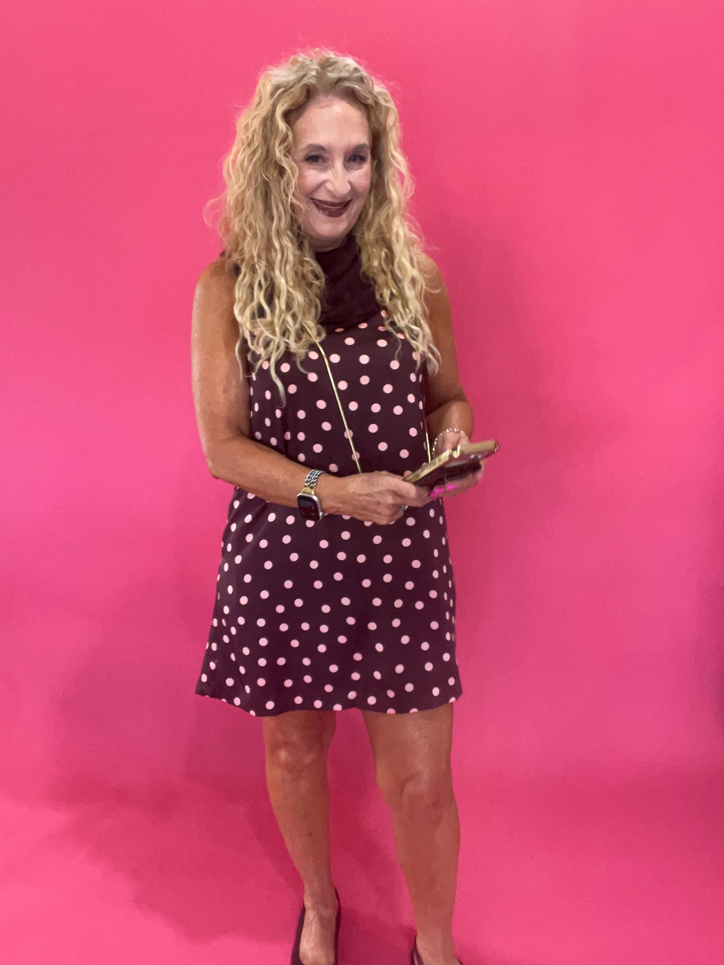 Dot to Dot Scarf Dress in Burgundy