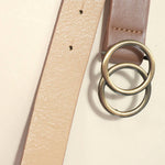 Double O Buckle Faux Leather Belt