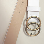Double O Buckle Faux Leather Belt