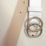 Double O Buckle Faux Leather Belt