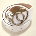 Double O Buckle Faux Leather Belt