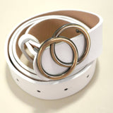 Double O Buckle Faux Leather Belt