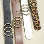 Double O Buckle Faux Leather Belt