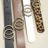 Double O Buckle Faux Leather Belt