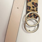 Double O Buckle Faux Leather Belt