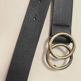 Double O Buckle Faux Leather Belt