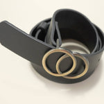 Double O Buckle Faux Leather Belt