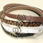 Double O Buckle Faux Leather Belt