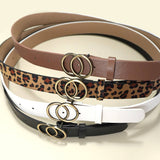 Double O Buckle Faux Leather Belt