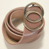 Double O Buckle Faux Leather Belt