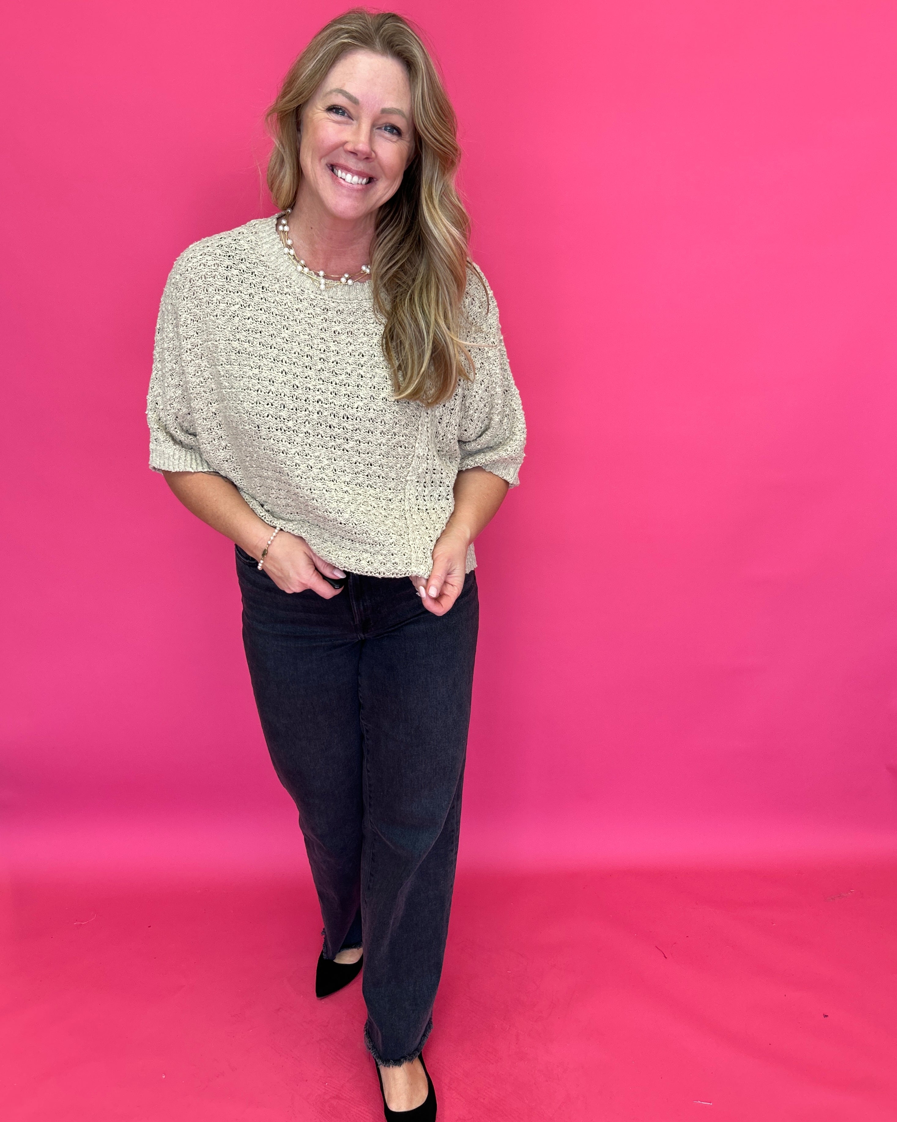 Dreamy Drift Open Stitch Sweater in Taupe - Shabby 2 Chic Boutiques