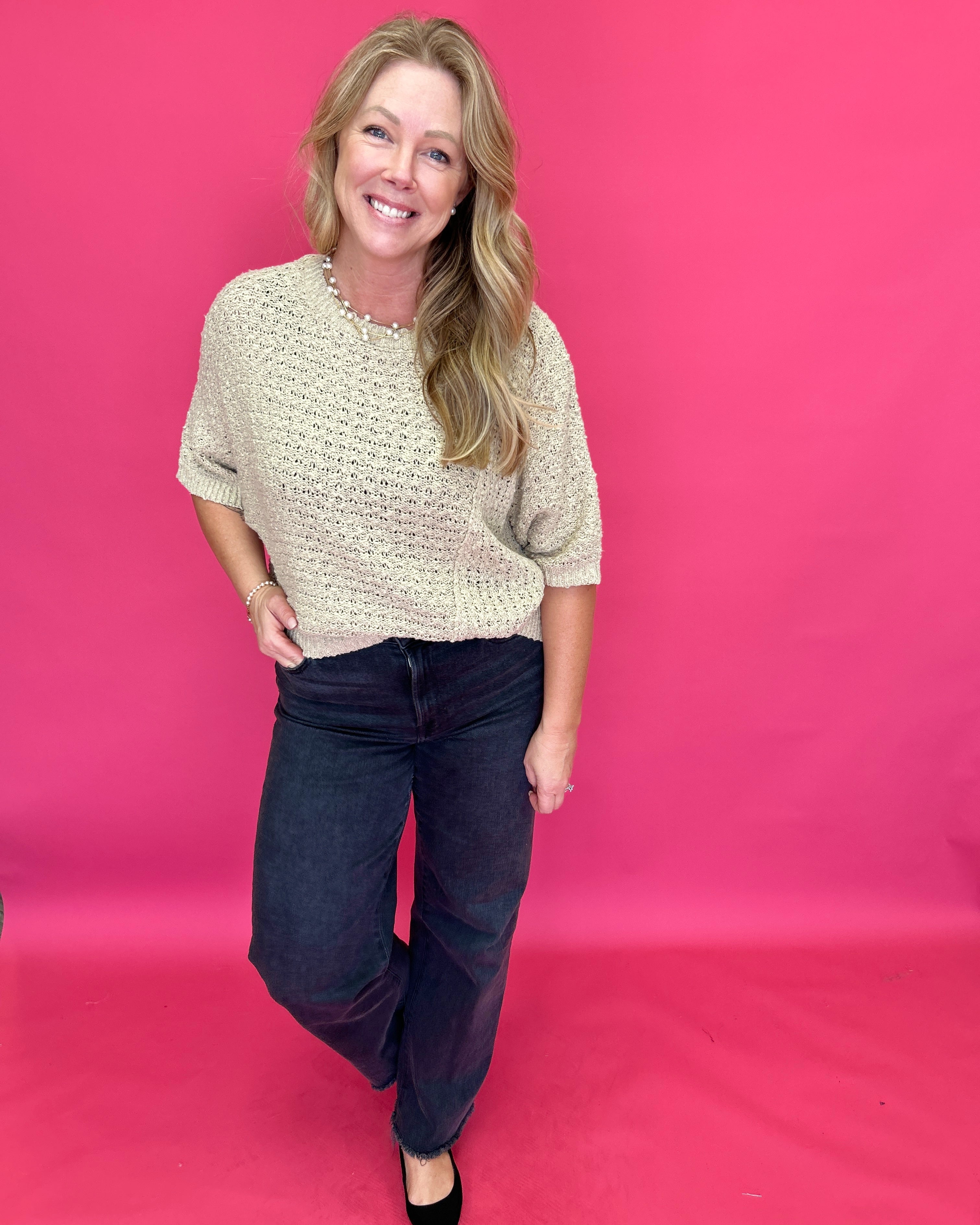 Dreamy Drift Open Stitch Sweater in Taupe - Shabby 2 Chic Boutiques