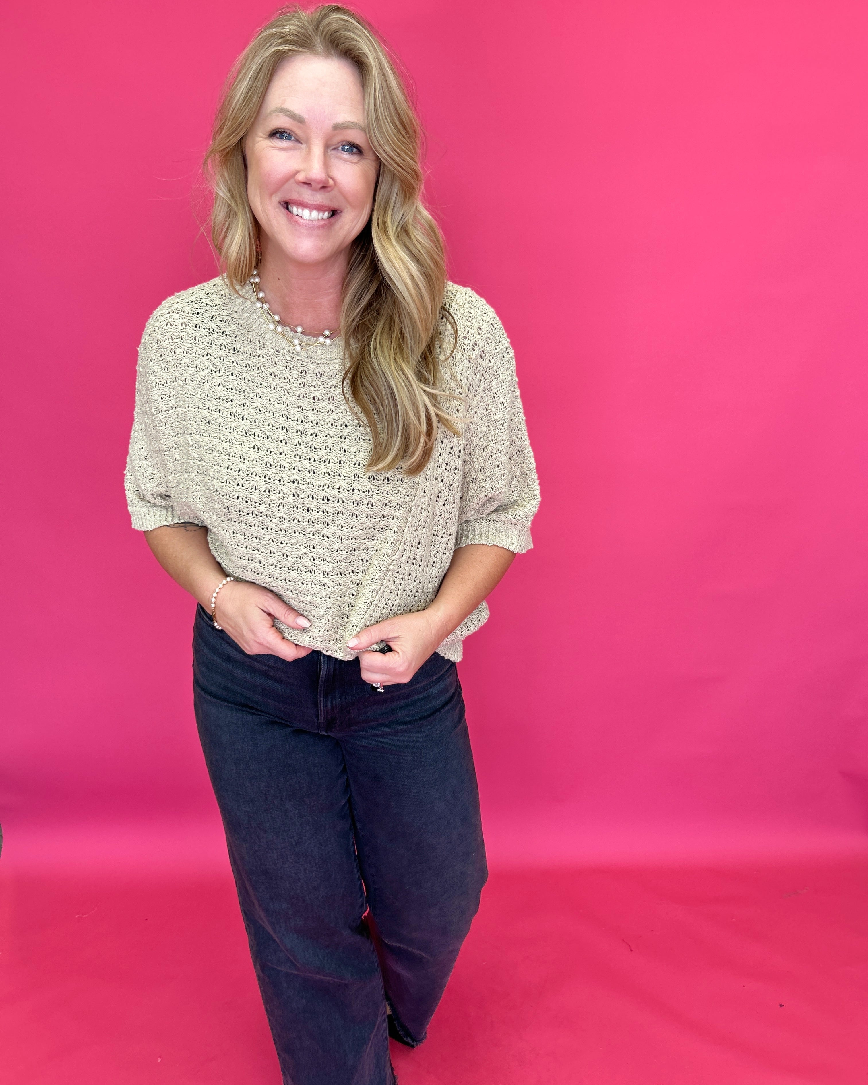 Dreamy Drift Open Stitch Sweater in Taupe - Shabby 2 Chic Boutiques