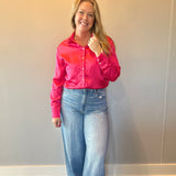 Dress to Impress Satin Button Down Top in Pink