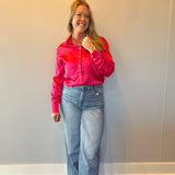 Dress to Impress Satin Button Down Top in Pink