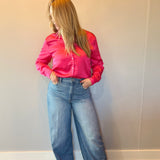 Dress to Impress Satin Button Down Top in Pink