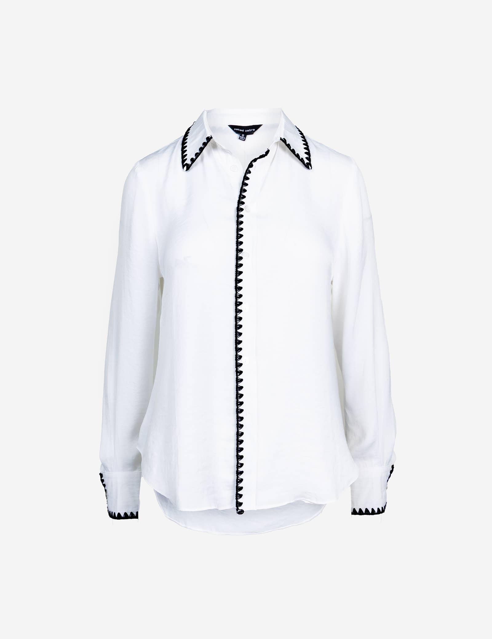 Dress to Impress Satin Button Down with a Blanket Stitch Detail in Red