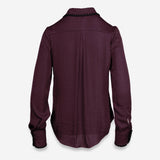 Dress to Impress Satin Button Down with a Blanket Stitch Detail in Red