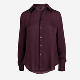 Dress to Impress Satin Button Down with a Blanket Stitch Detail in Red